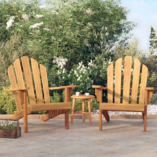 vidaXL Garden Adirondack Chair Set of 2 Natural Wood Solid Teak Wood