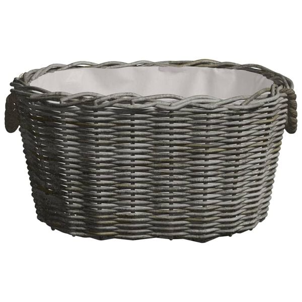 vidaXL Firewood Basket with Carrying Handles 23.6"x15.7"x11" Gray Willow