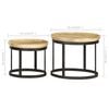 vidaXL Side Table Brown and black Solid mango wood and powder-coated steel