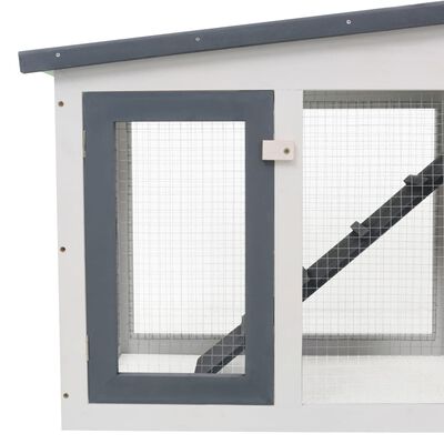 vidaXL Outdoor Large Rabbit Hutch Gray and White 80.3"x17.7"x33.5" Wood