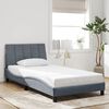 vidaXL Bed Frame with LED without Mattress "Hanko" Dark Gray 39.4"x79.9" Velvet