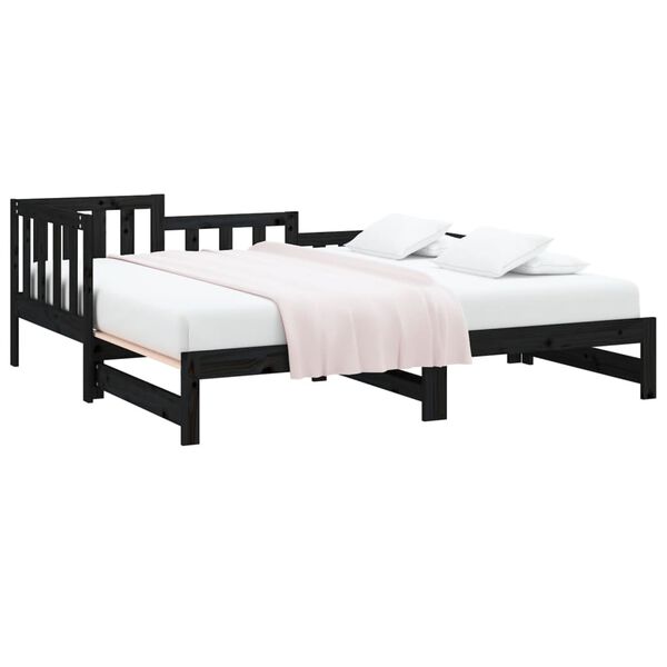 vidaXL Day Bed Black Solid pine wood 2x