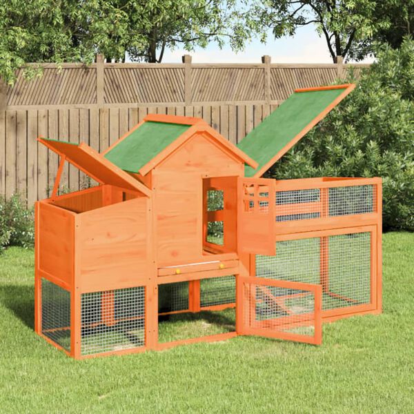 vidaXL Chicken Coop Brown Solid pine wood, plywood Large Storage