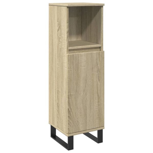vidaXL Bathroom Cabinet Sonoma Oak Engineered Wood Narrow