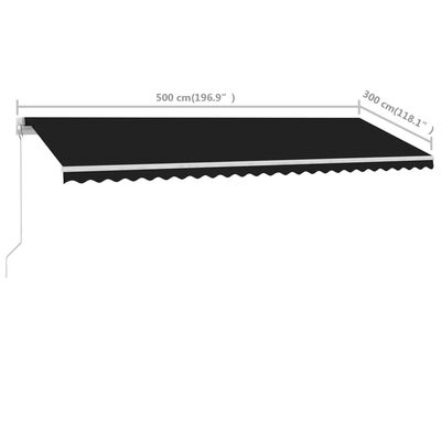 vidaXL Freestanding Manual Retractable Awning 196.9"x118.1" Anthracite