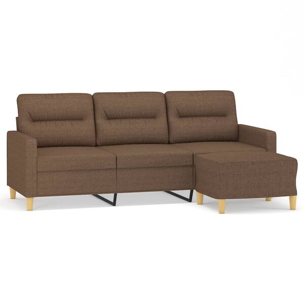 vidaXL 3-Seater Sofa with Footstool Brown