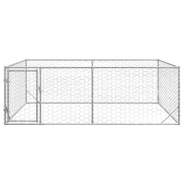 vidaXL Outdoor Dog Kennel Galvanized Galvanized Steel Large Durable