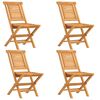 vidaXL Folding Garden Chair Set of 4 Teak Solid teak wood Medium