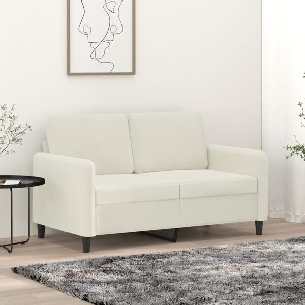 vidaXL 2-seater Sofa Cream Velvet (100% polyester), Metal, Textilene