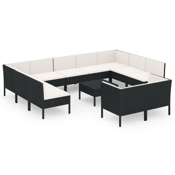 vidaXL Garden Lounge Set Black, Cream white