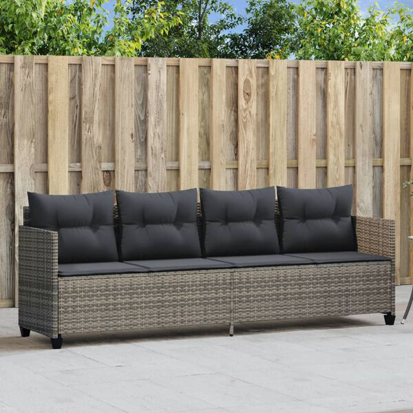 vidaXL Sun Lounger Grey PE Rattan Extra Long Removable Covers