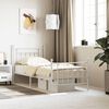 vidaXL Bed Frame White Powder-coated Steel Twin Bed Frame Rectangular