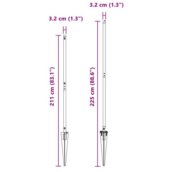 vidaXL Fence Post Other 26 pcs Grey 1.26 x 1.26 x 70.87 in Steel