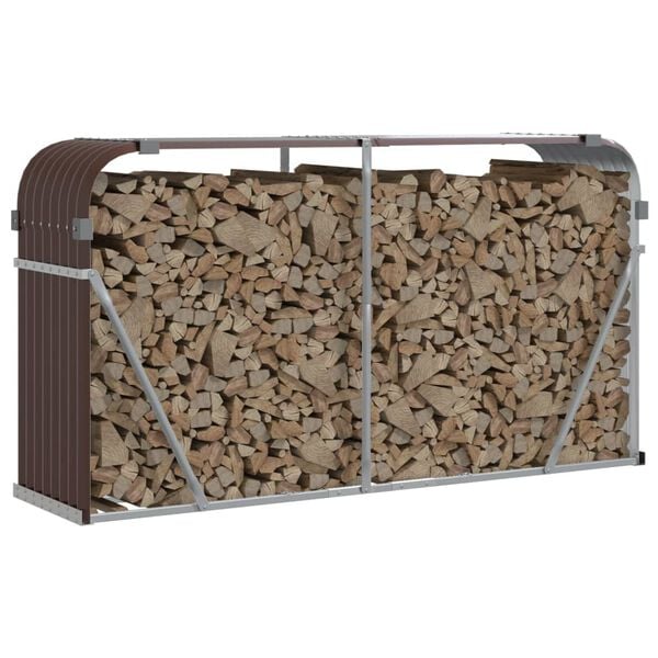 vidaXL Log Holder Brown 70.9"x17.7"x39.4" Galvanized Steel