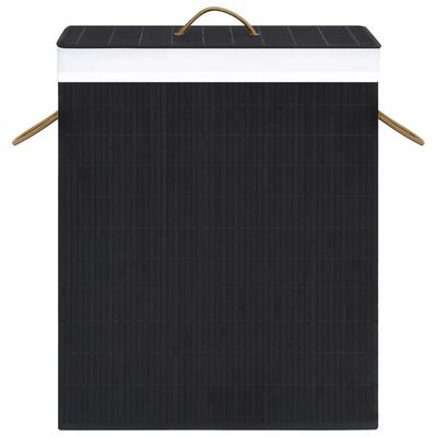 vidaXL Bamboo Laundry Basket with 2 Sections Black 26.4 gal