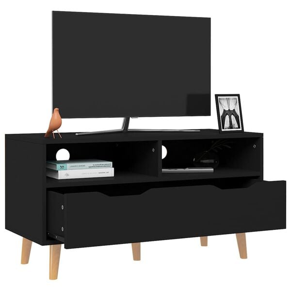 vidaXL TV Cabinet Black Engineered wood Medium TV Cabinet Rectangular