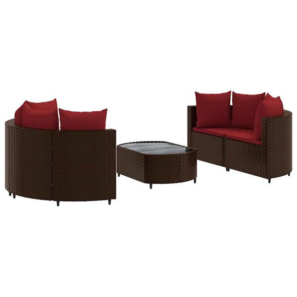 vidaXL Patio Sofa Set Set of 5 Brown