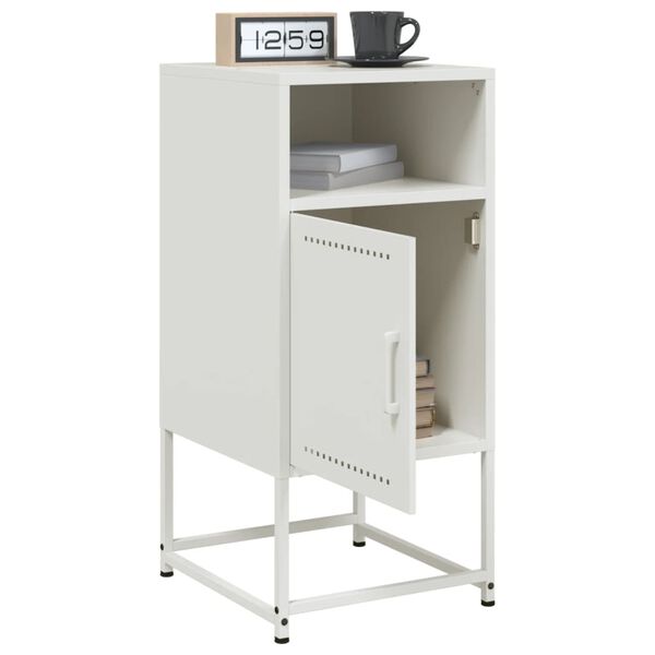 vidaXL Bedside Cabinet Set of 2 White Steel Standard Bedside Cabinet
