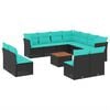 vidaXL 12 Piece Patio Sofa Set with Cushions Black Poly Rattan