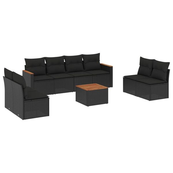 vidaXL Garden Sofa Set Black