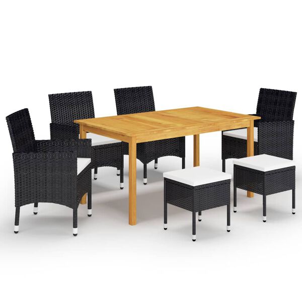 vidaXL Dining Set Black, Cream White