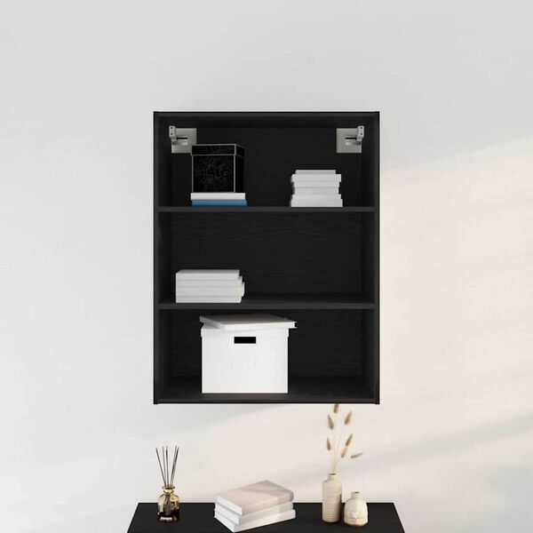 vidaXL Hanging Wall Cabinet Wall-mounted Black Oak 69.5 x 32.5 x 90 cm