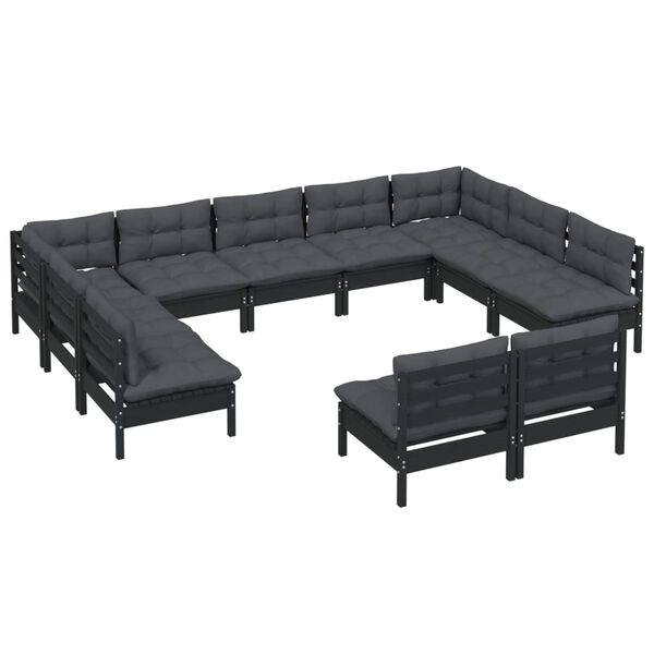 vidaXL Garden Lounge Set Black, Anthracite