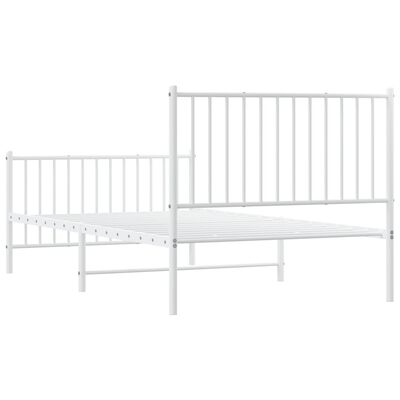 vidaXL Metal Bed Frame with Headboard and Footboard White 39.4"x74.8" Twin