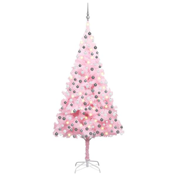 vidaXL Artificial Christmas Tree Pink PVC Medium Faux Tree Cone-shaped