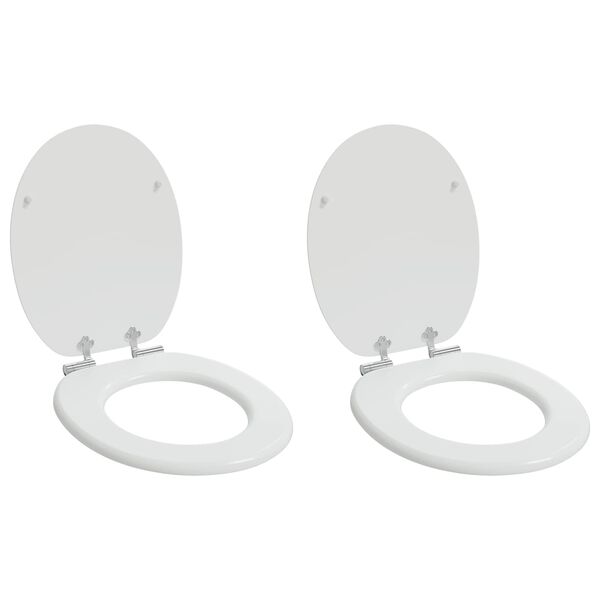 vidaXL Toilet Seats with Soft Close Lids 2 pcs MDF White (2x140798)