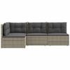 vidaXL Garden Lounge Set Grey PE Rattan, Powder-Coated Steel Standard