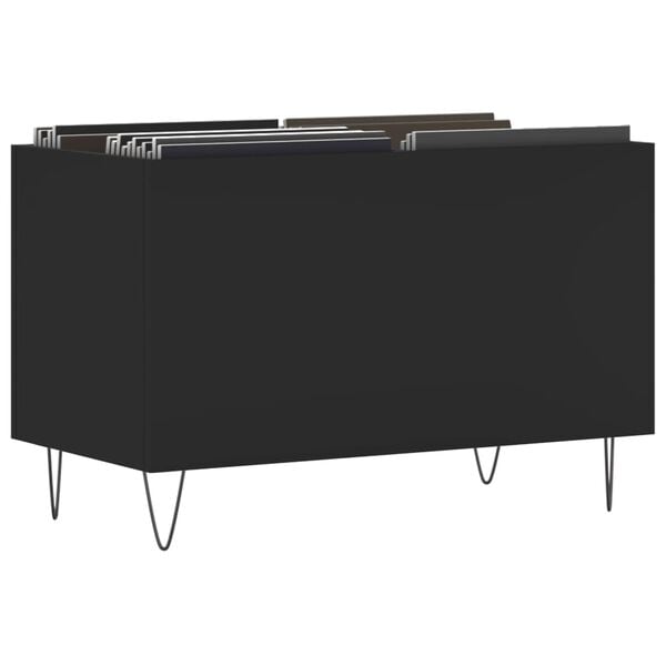 vidaXL Record Cabinet Black Engineered wood, Iron Medium Cabinet