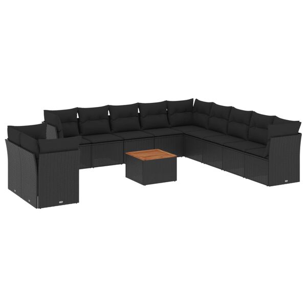 vidaXL Garden Sofa Set Black