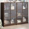 vidaXL Bookcase Brown oak Engineered wood and glass Medium Doors