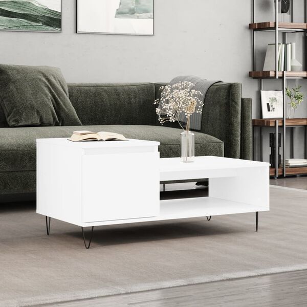 vidaXL Coffee Table White Engineered wood, metal Medium Coffee Table