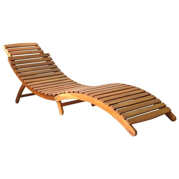 vidaXL Sun Lounger Grey Solid Acacia wood, Polyester Standard Foldable