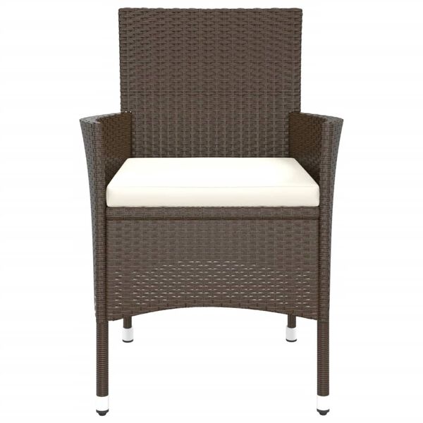 vidaXL Garden Chair Brown PE rattan, powder-coated steel Medium Modern