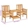 vidaXL Patio Chairs with Tea Table and Cushions Solid Acacia Wood