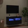 vidaXL TV Wall Cabinet Wall-mounted Black Oak 31.50 x 11.81 x 15.75 in