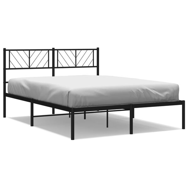 vidaXL Metal Bed Frame Black Powder-Coated Steel 47.2x74.8 in Small Double