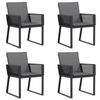 vidaXL Garden Chair Set of 4 Black PE Rattan Standard Lightweight