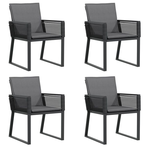 vidaXL Garden Chair Set of 4 Black PE Rattan Standard Lightweight