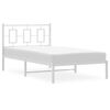 vidaXL Bed Frame White Powder-coated steel Twin Bed Frame Rectangular