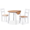 vidaXL Dining Set White and Natural Wood MDF Top, Solid Rubberwood Frame