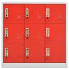 vidaXL Locker Cabinet Set of 2 Light grey, Red Steel Medium Locks