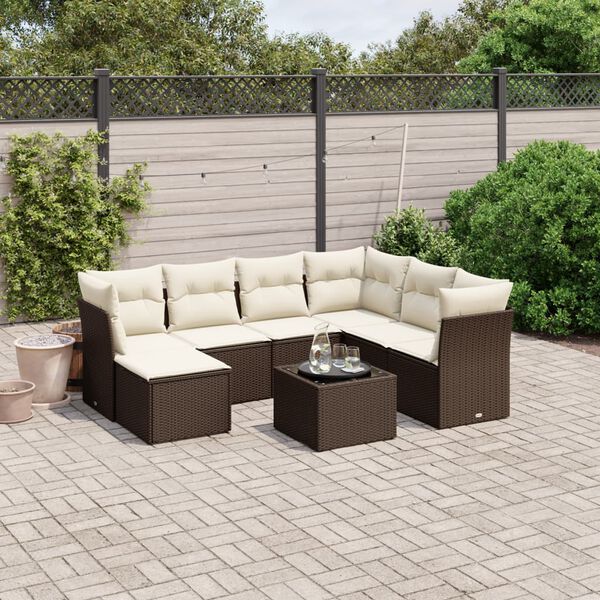 vidaXL Garden Sofa Set Brown