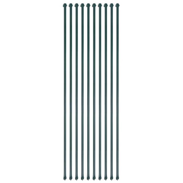 vidaXL Garden Post Set of 10 Green Metal Medium Durable Garden Post