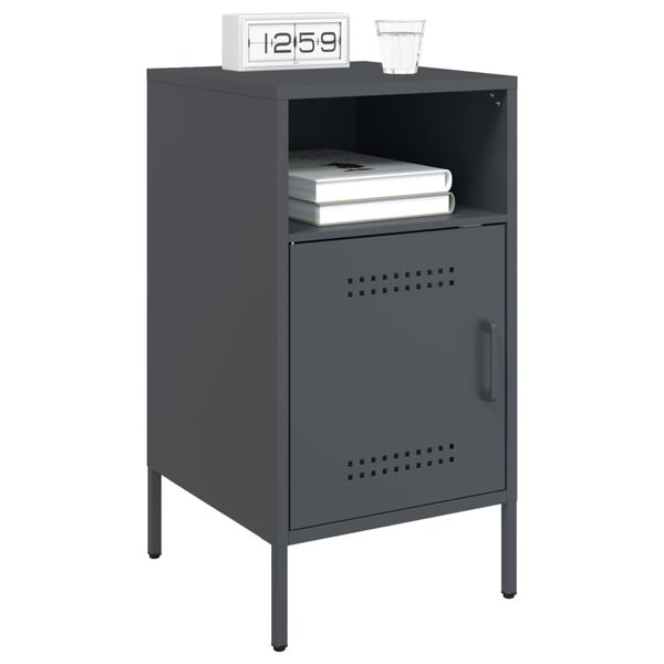 vidaXL Bedside Cabinet Set of 2 Anthracite Cold-rolled steel Medium
