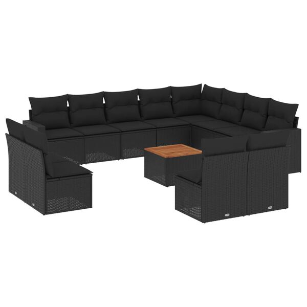 vidaXL Garden Sofa Set Black