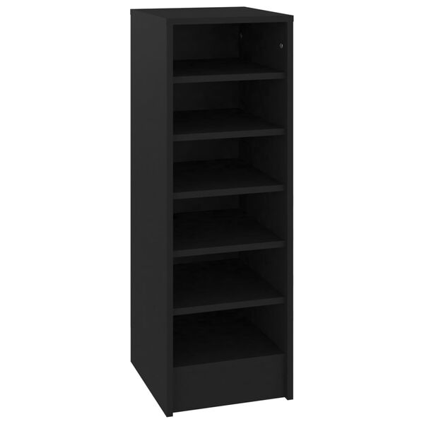 vidaXL Shoe Cabinet Black Engineered Wood 12.4 x 13.8 x 35.4 in